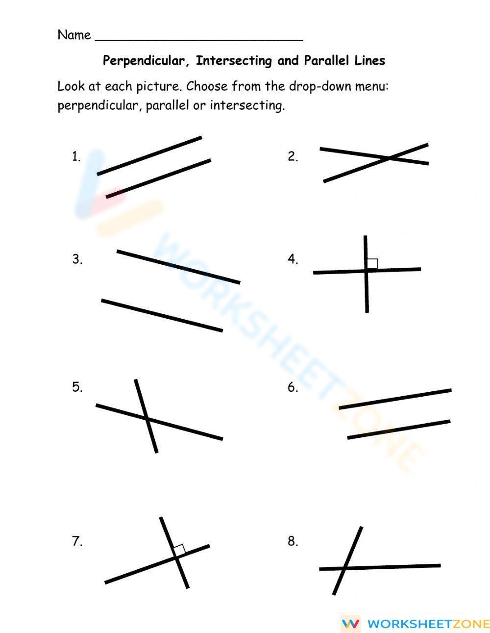 geometry parallel and perpendicular lines worksheet