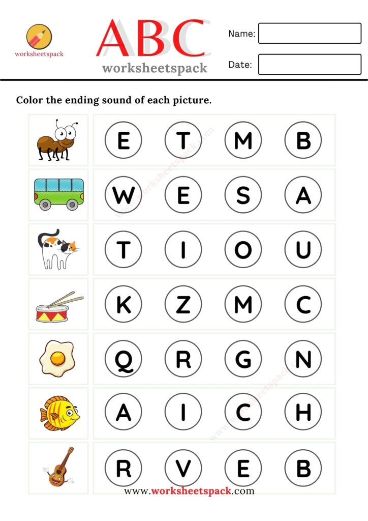 Phonics Prep Ending Sounds Worksheets Kindergarten Kiosk 
