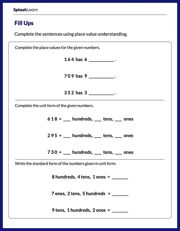 Place Value Worksheets For 2nd Graders Online SplashLearn 