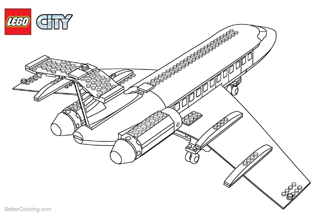 Plane From Lego City Coloring Pages Free Printable Coloring Pages