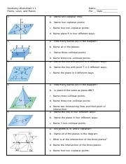 points lines and planes worksheet