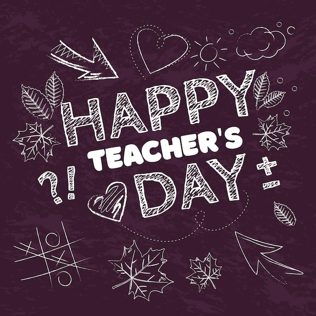 Premium Vector Happy Teacher Day Card Chalkboard