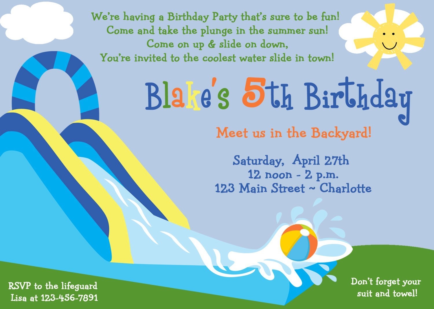 Printable Free Water Slide Invitation Template Printable Templates