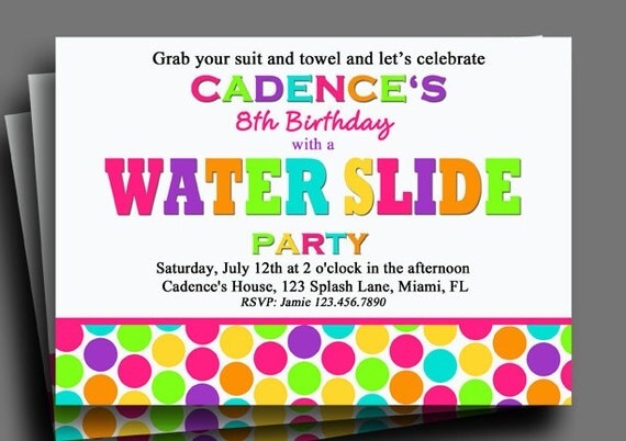 water slide invitation template free