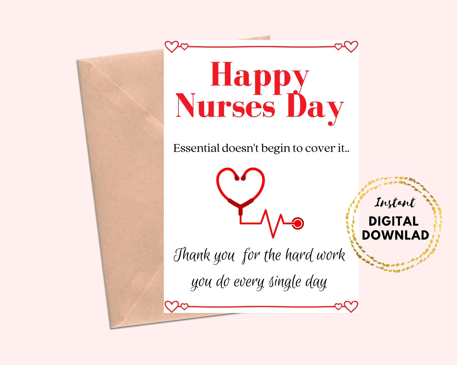 Printable Happy Nurses Day Greeting Card National Nurses Week Blank 