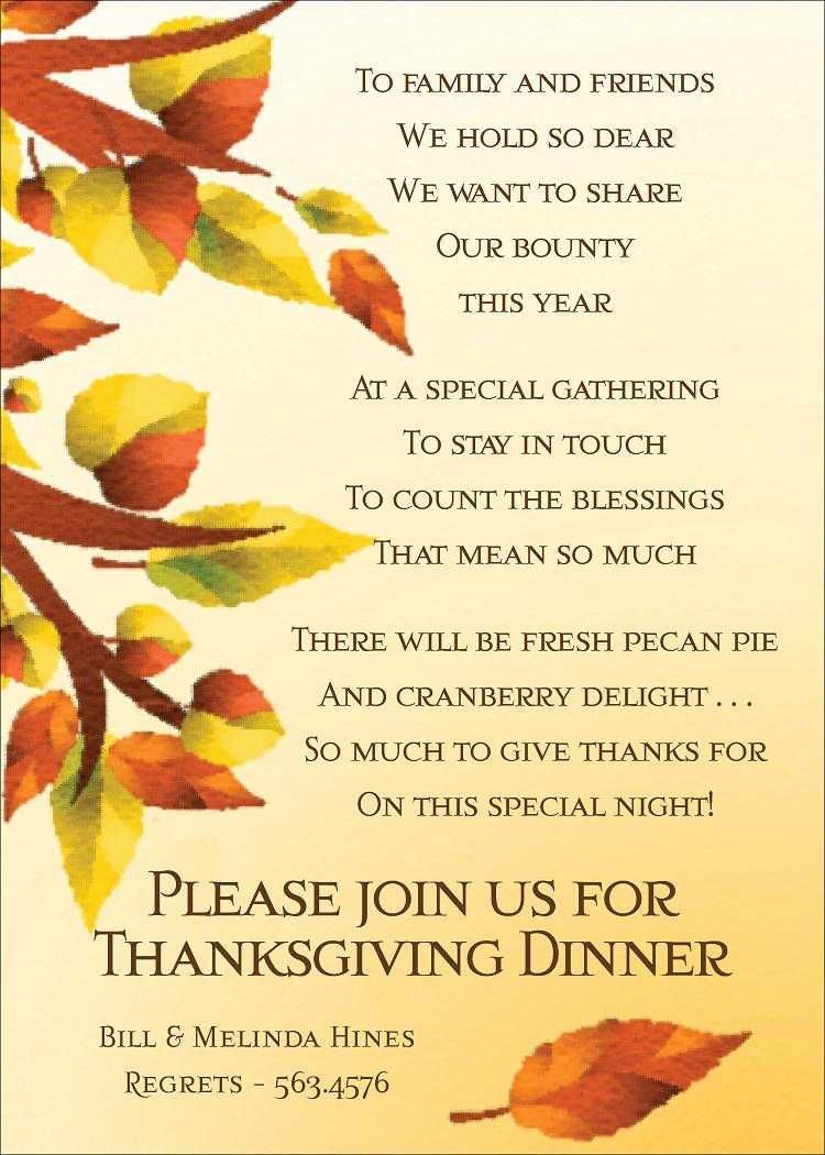Printable Thanksgiving Family Invitation Template Friendsgiving Dinner 