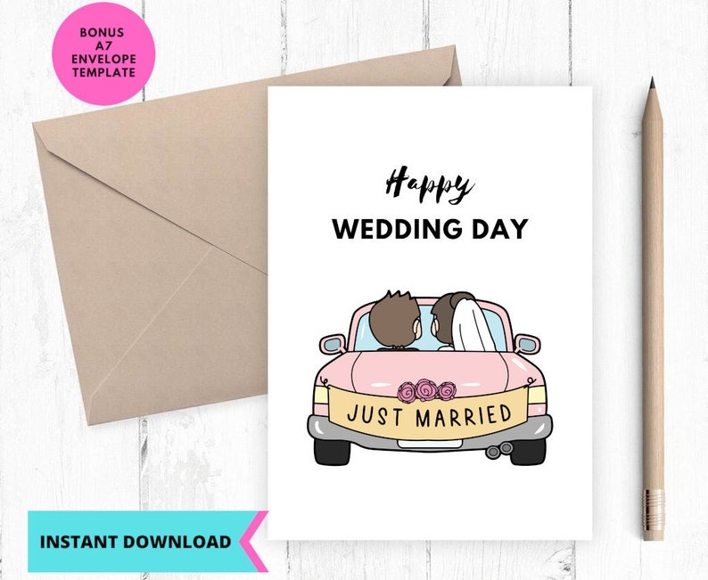 Printable Wedding Card Printable Wedding Card Just Married Card 