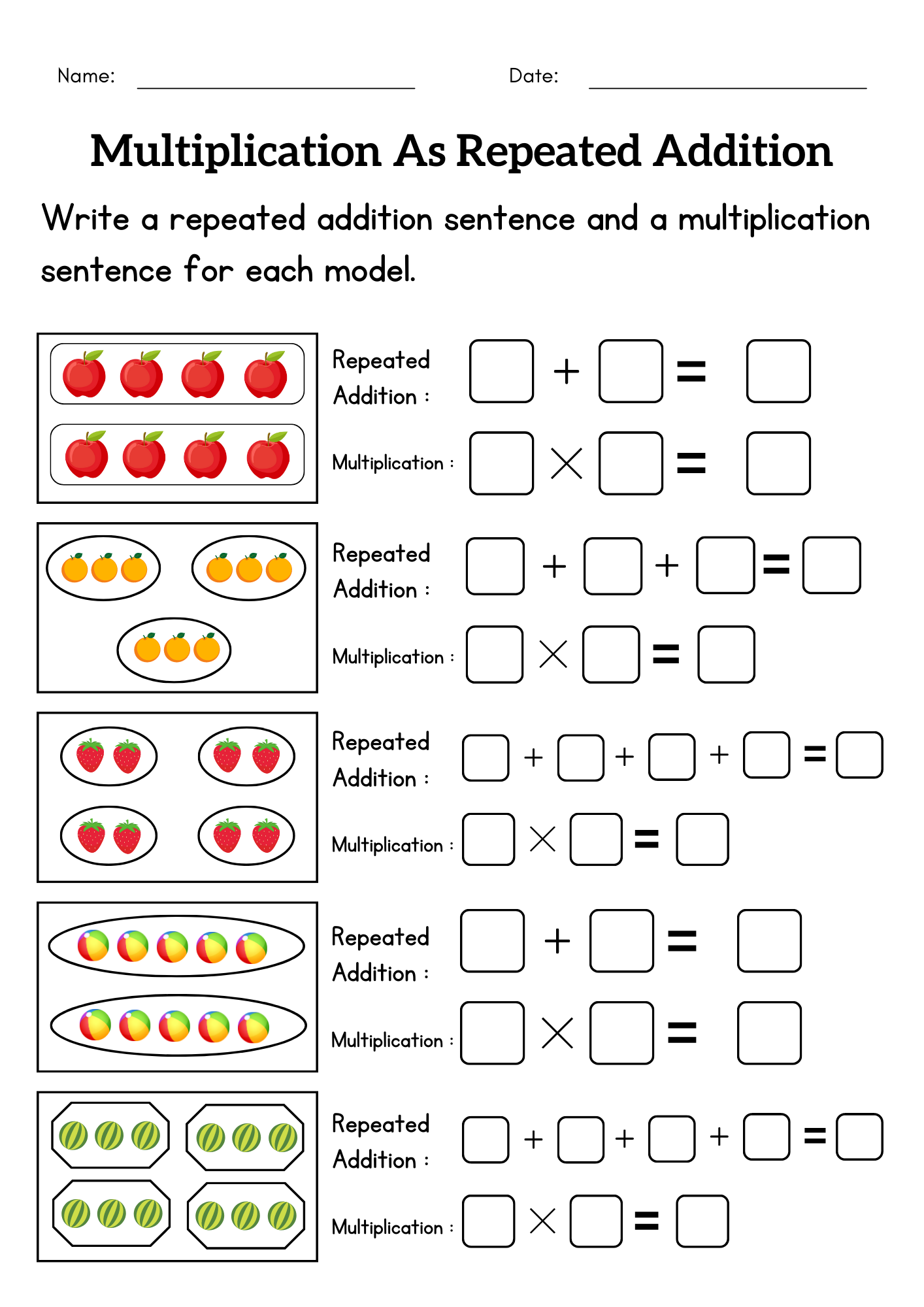 Repeated Addition Multiplication Worksheet For Kids Worksheets Library