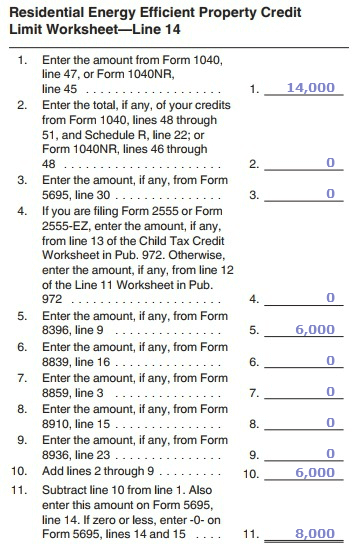 energy efficient home improvement credit limit worksheet