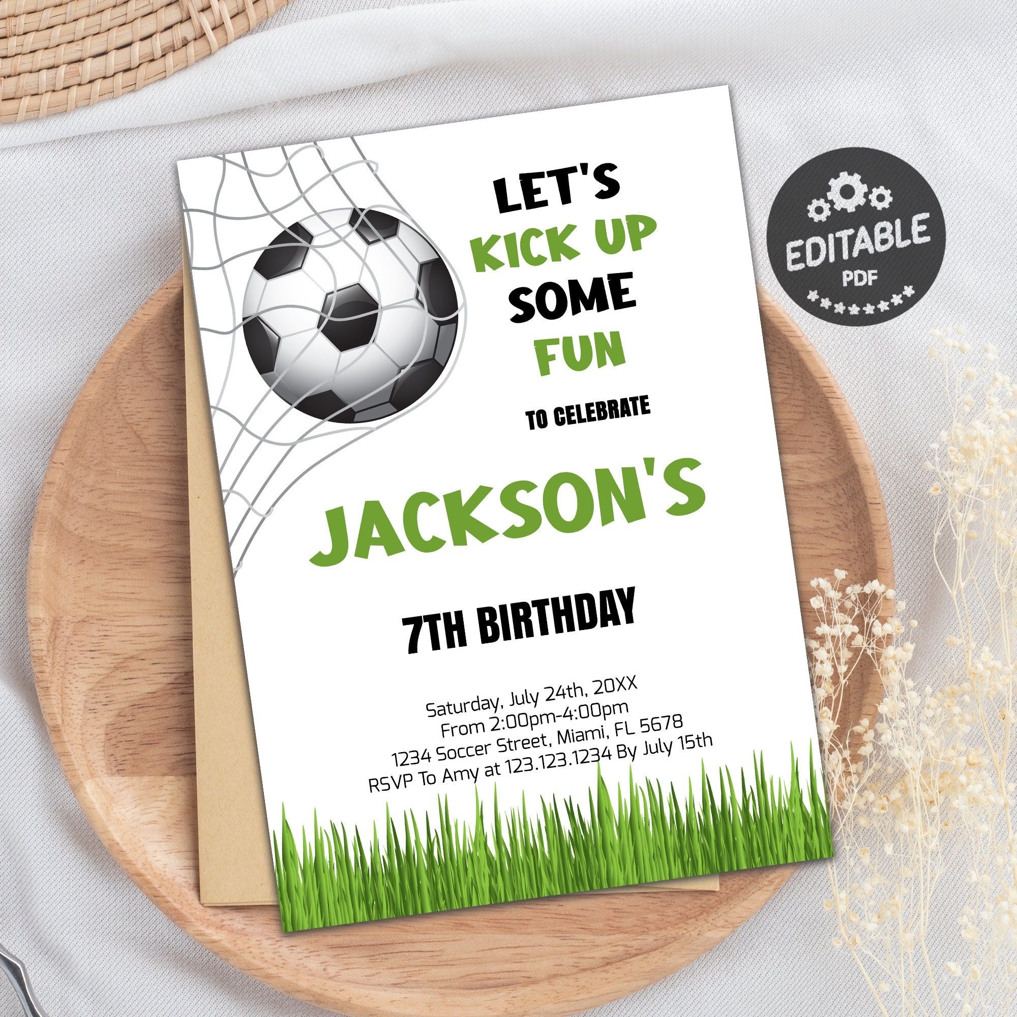Soccer Birthday Parties Soccer Party 7th Birthday Invitation Paper 