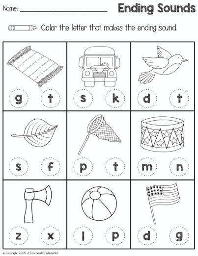 Sounds Worksheets Ending Sound Printable