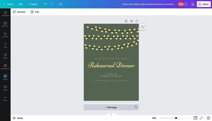 String Lights Rehearsal Dinner Invitation Template Text Message 