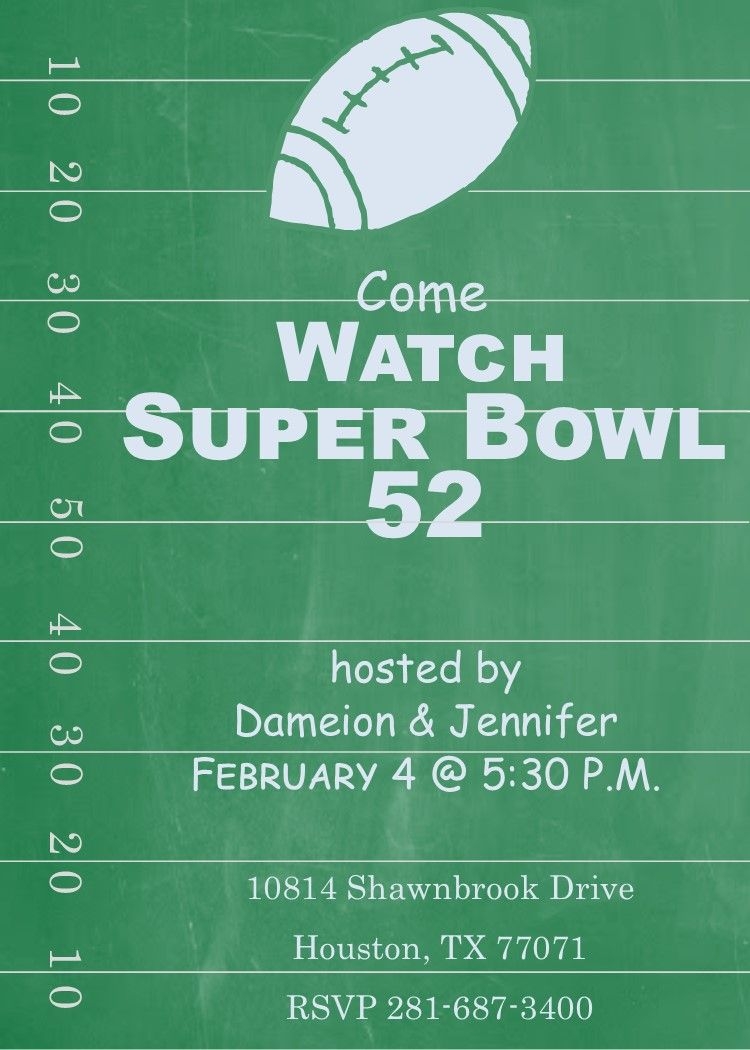 Super Bowl Party Invitations Templates Free Printable Word Searches