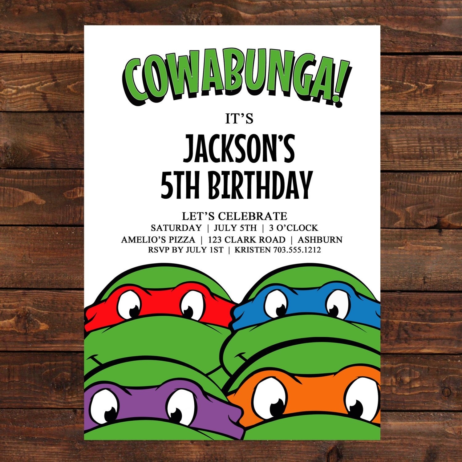 teenage mutant ninja turtles invitation template