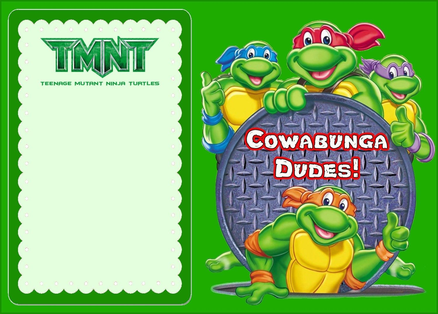 Teenage Mutant Ninja Turtles Birthday Invitations Template Content 