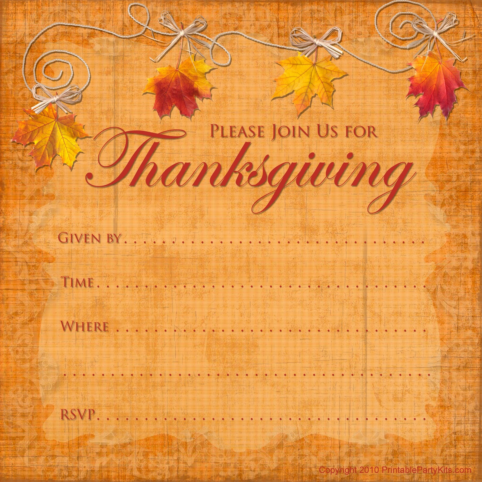 Thanksgiving Invite Template