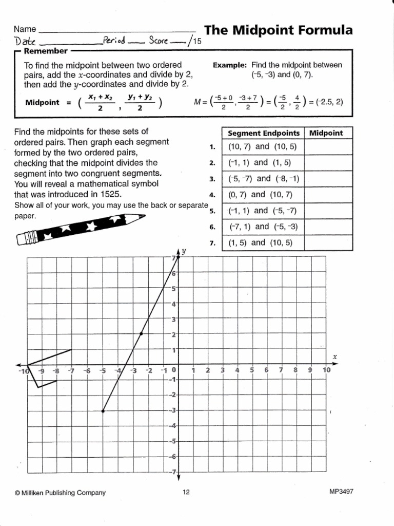 midpoint formula worksheet