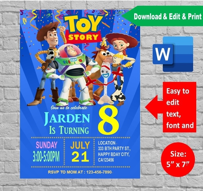 toy story birthday invitation template