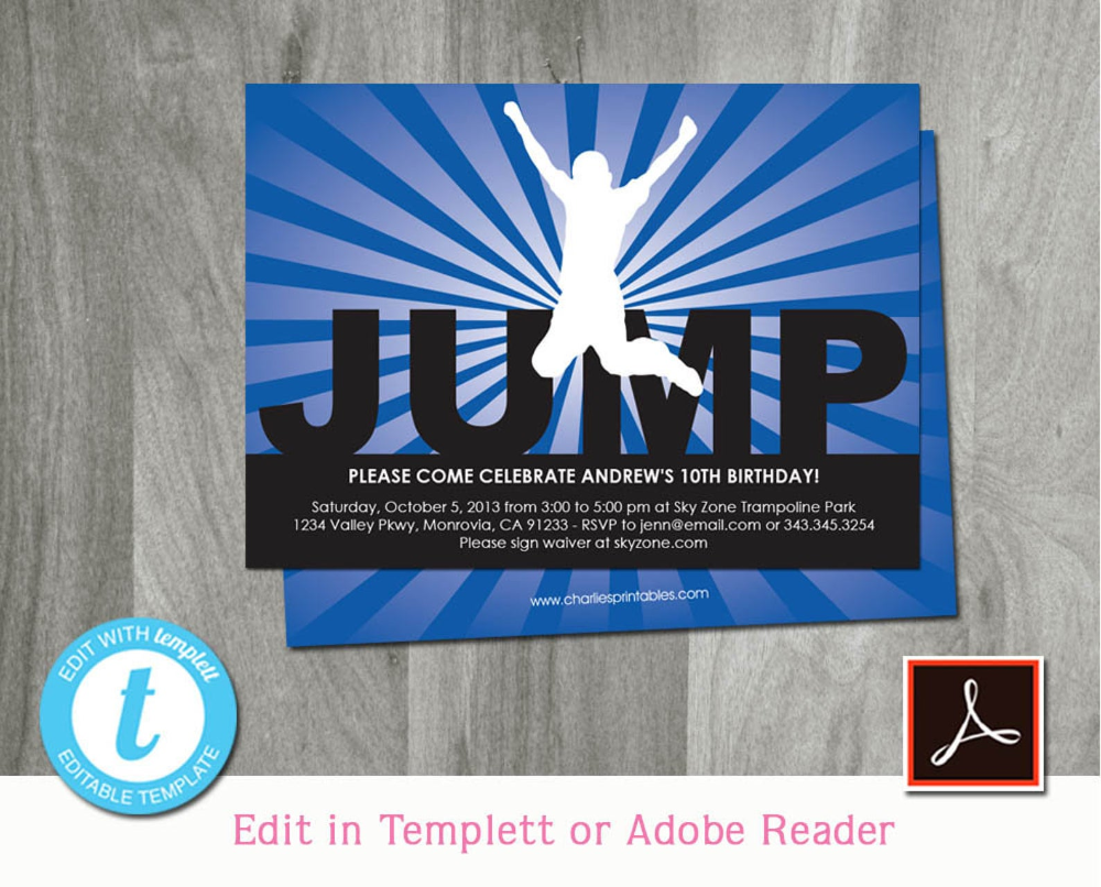 Trampoline Party Invite Template Free