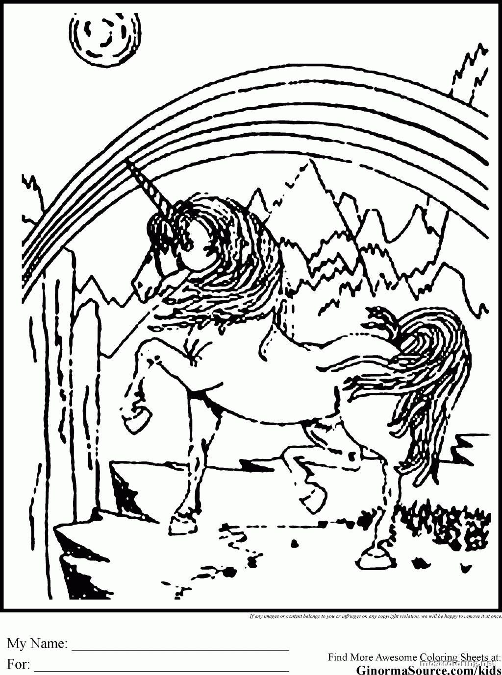 Unicorn Rainbow Coloring Pages