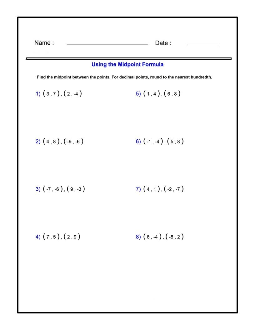 Using The Midpoint Formula Worksheets Algebra 1 Radical Expressions 