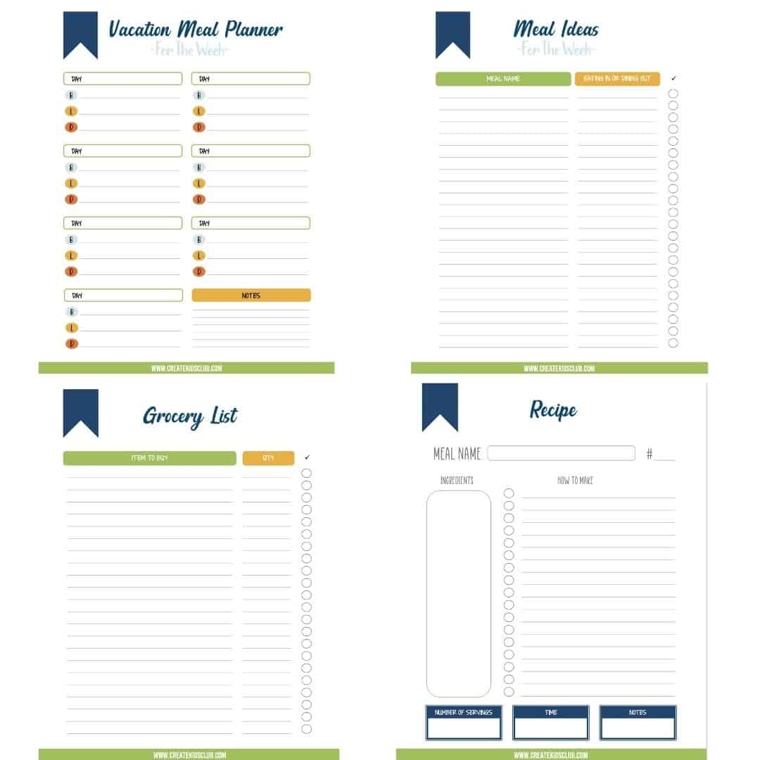 Vacation Meal Planning Template Create Kids Club Worksheets Library
