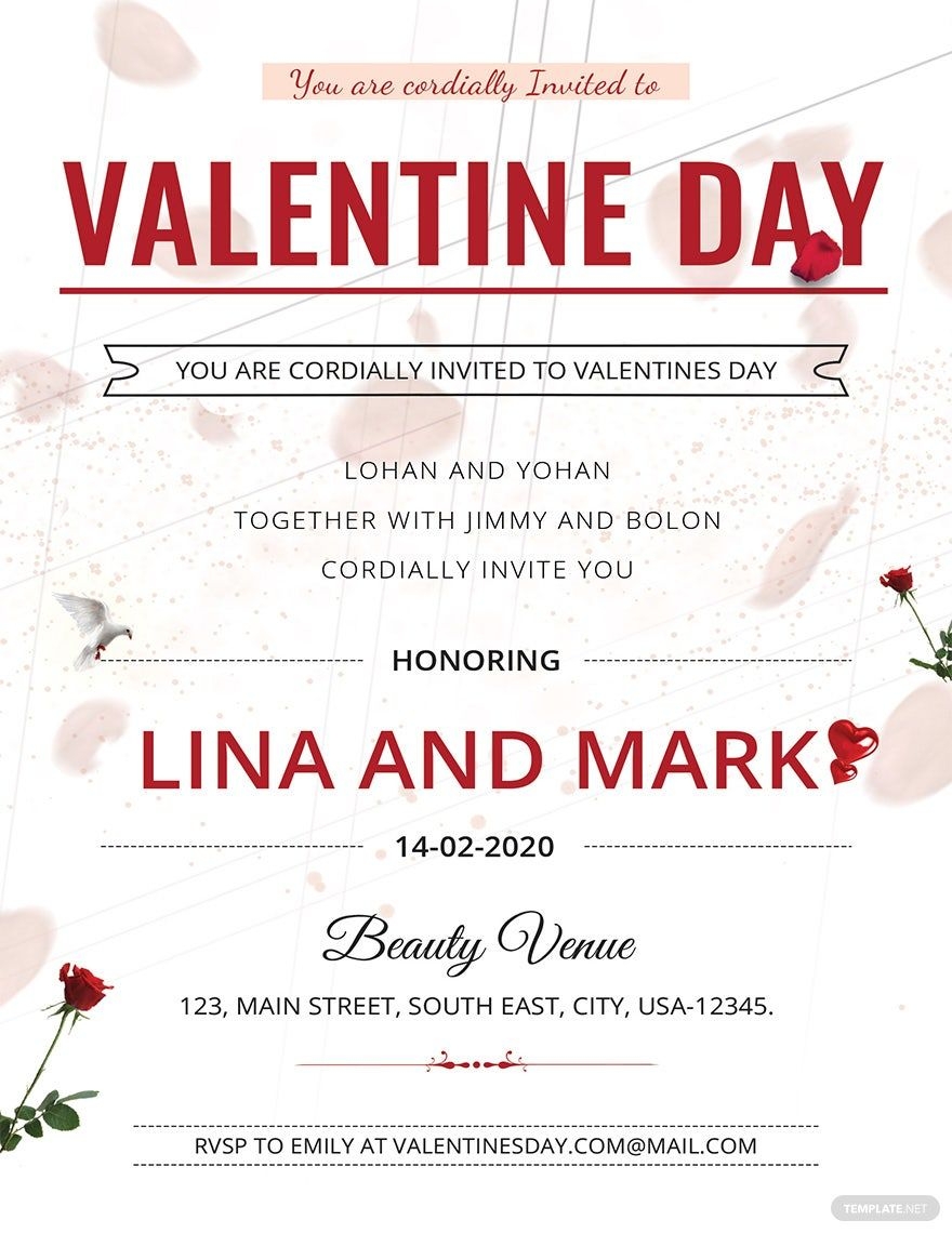 Valentines Day Invitation Template In Pages Publisher Word PSD 