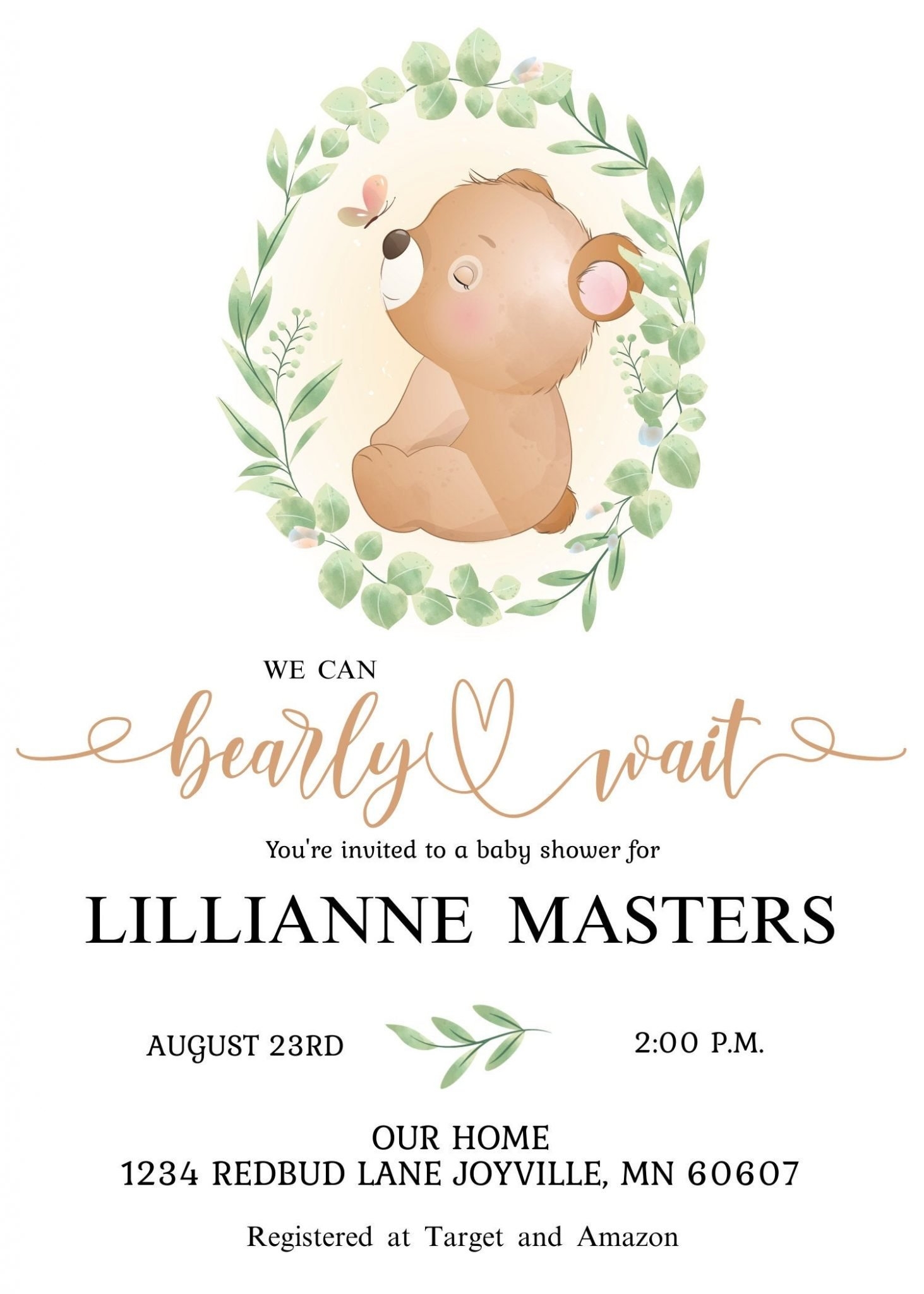 We Can Bearly Wait Invitation Template