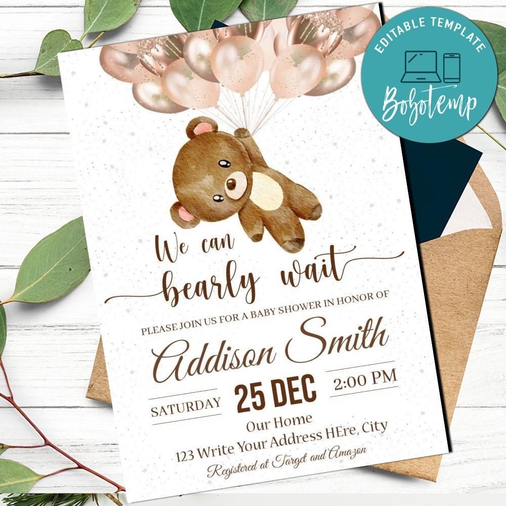 We Can Bearly Wait Invitation Template