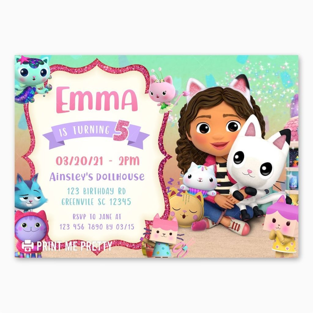 1 Gabby 39 s Dollhouse Birthday Invitation Printable Easy Inviting