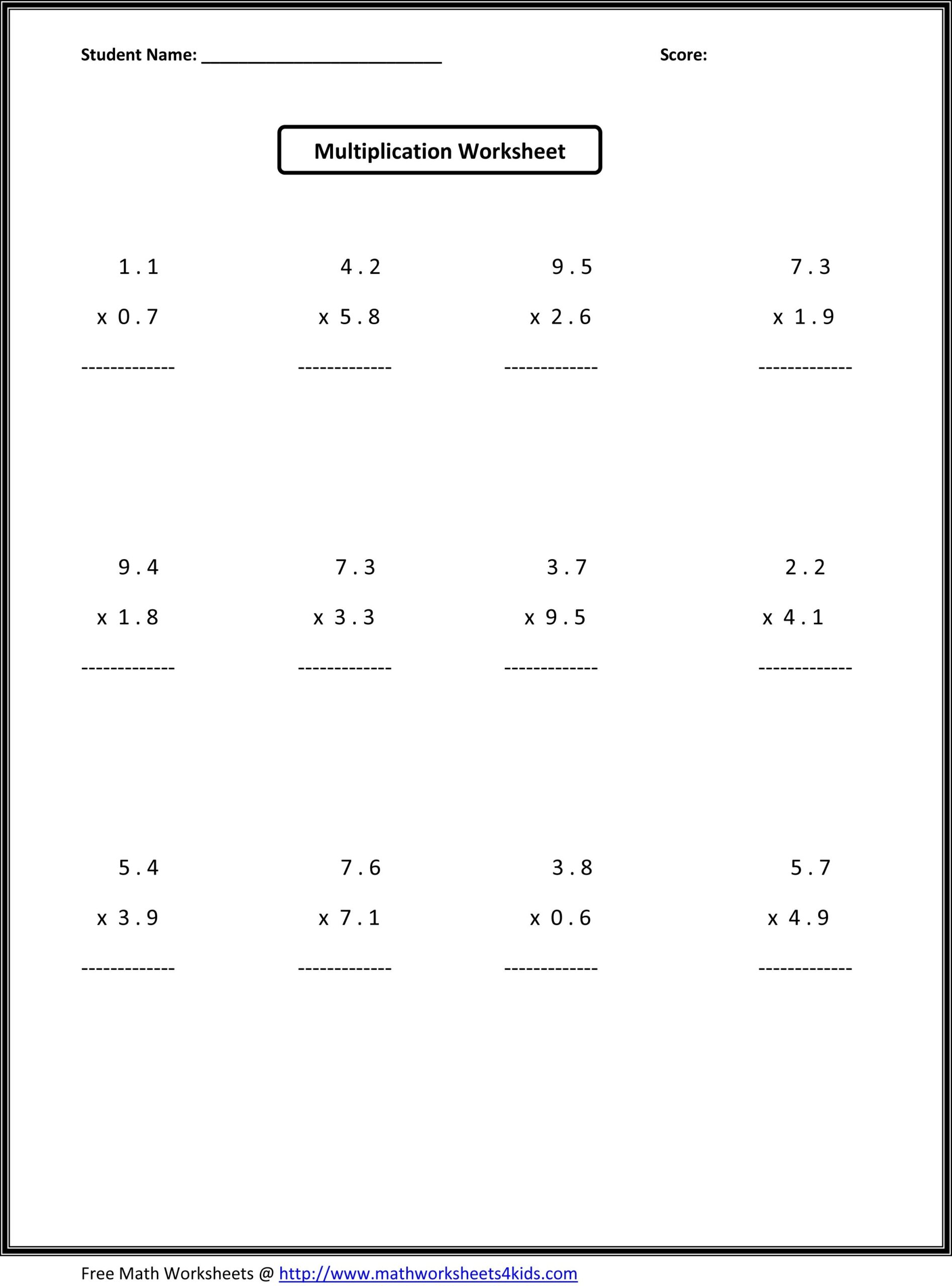10 7Th Grade Multiplication Worksheets Worksheets Decoomo