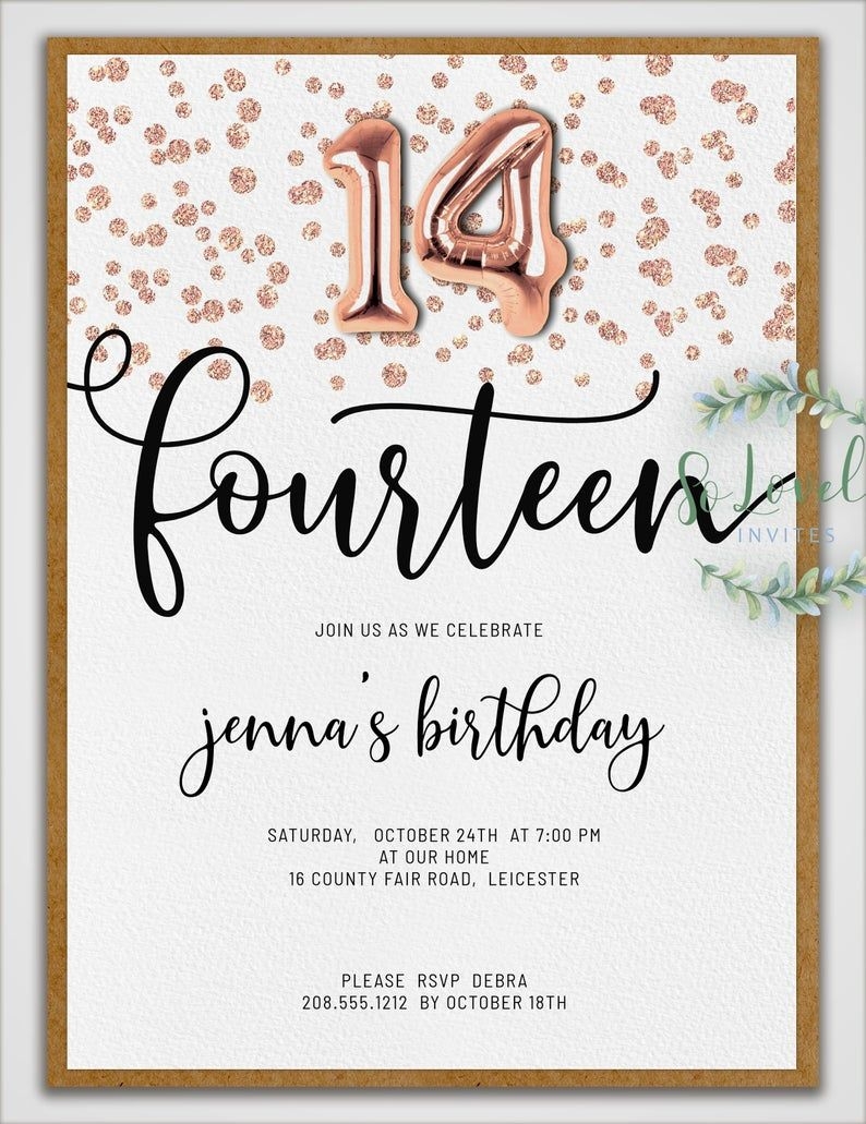 14th birthday invitation templates free