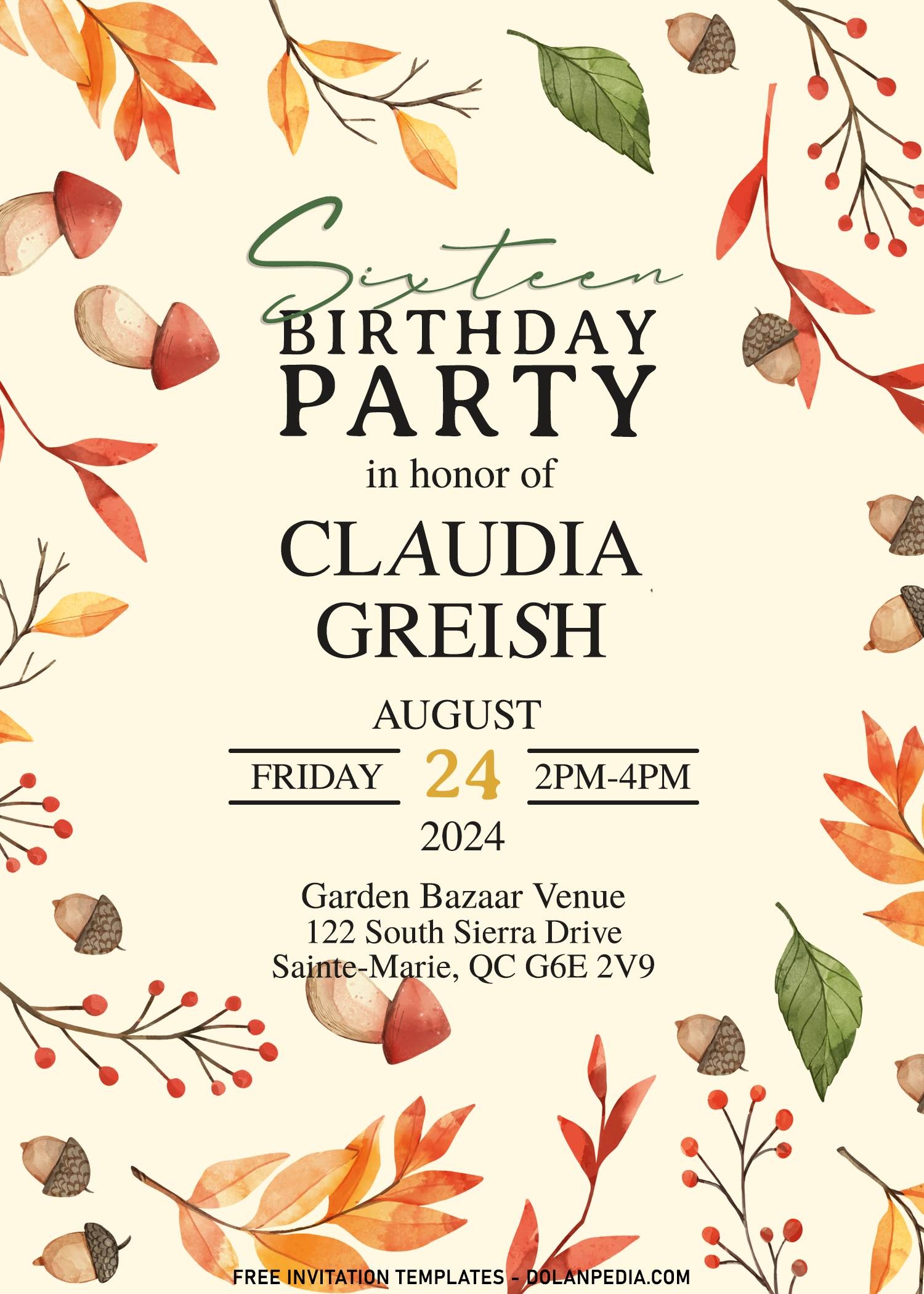autumn party invitation templates
