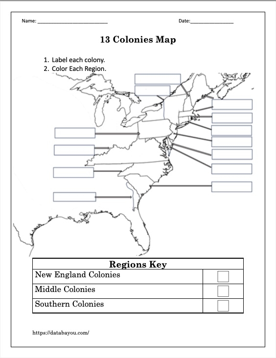 13 Colonies Interactive Map Worksheets Library