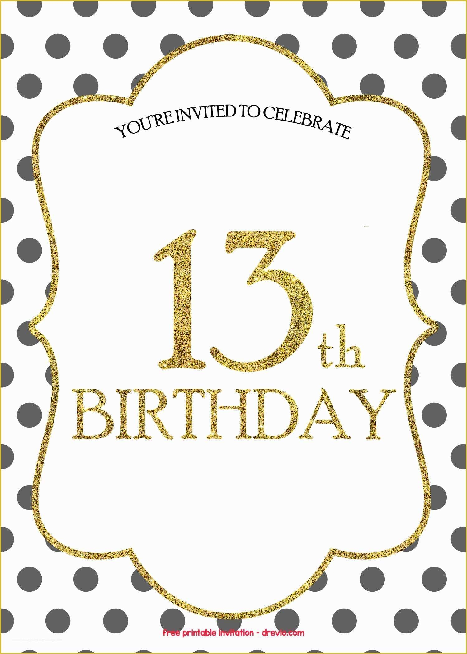 13th birthday invitation templates free