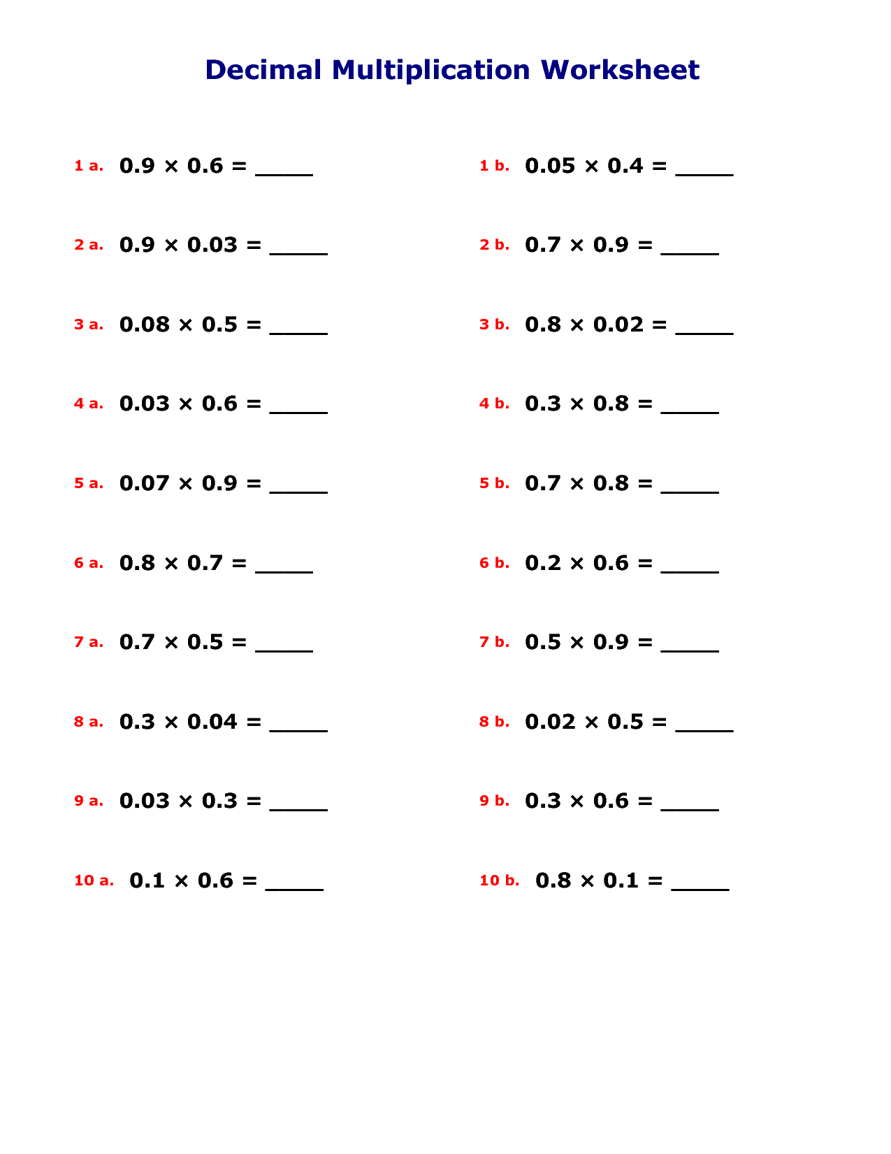 15 Decimal Division And Multiplication Worksheet Free PDF At 
