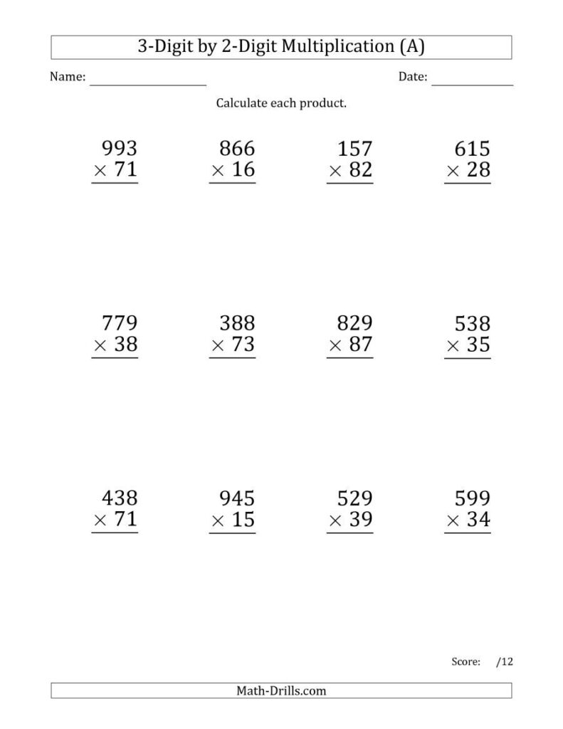 2 Digit By 3 Digit Multiplication Worksheets Printable Worksheets