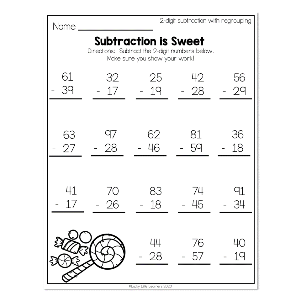 2 Digit Subtraction Regrouping Worksheets And Exercise 
