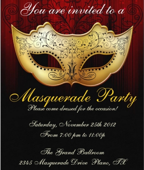 masquerade party invitation template free