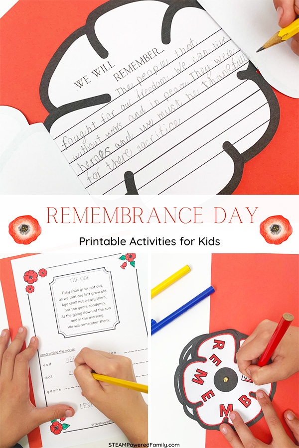 remembrance day activities for kids printable