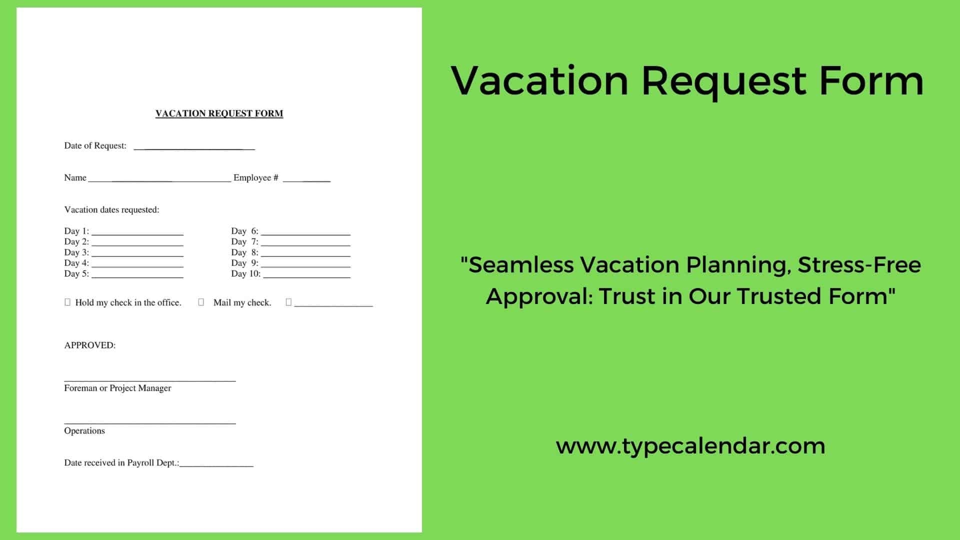 2023 Vacation Request Form Printable Forms Free Online