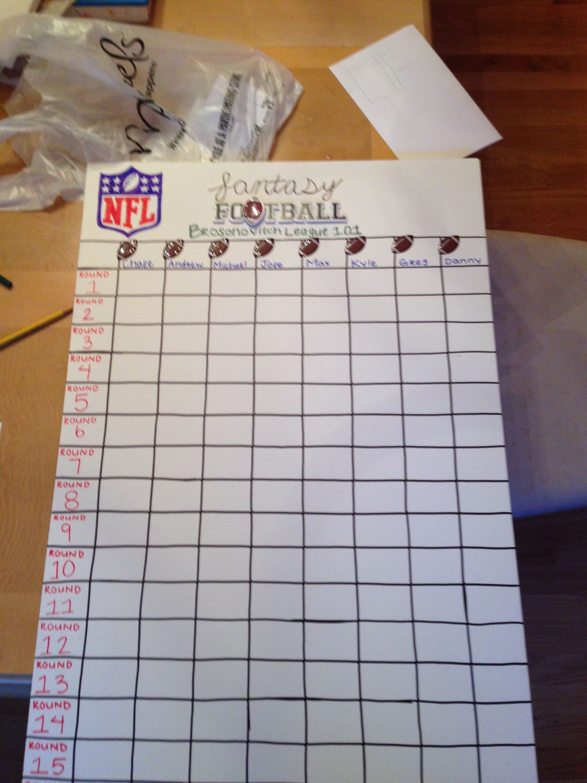 fantasy football draft worksheet