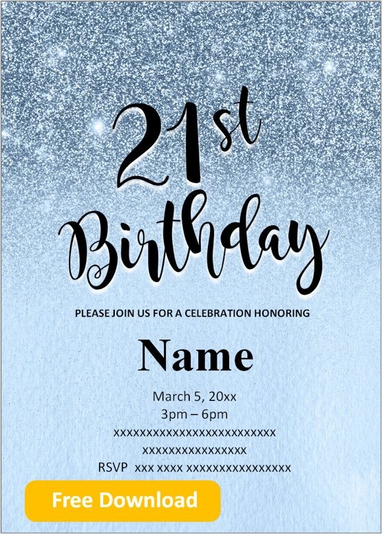 21st invitation template free