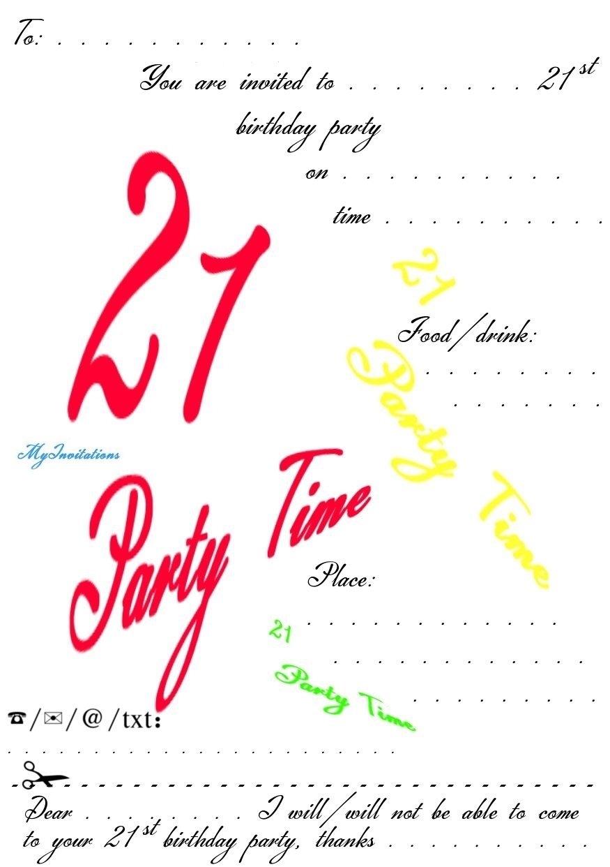 21st Birthday Invitation Templates Free Printable