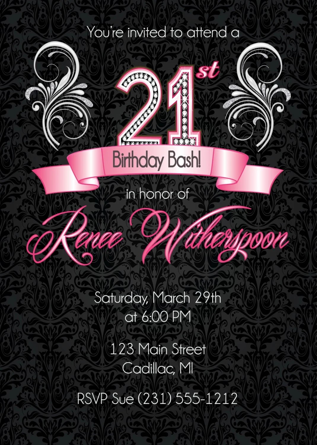 21St Birthday Invitations Template Free