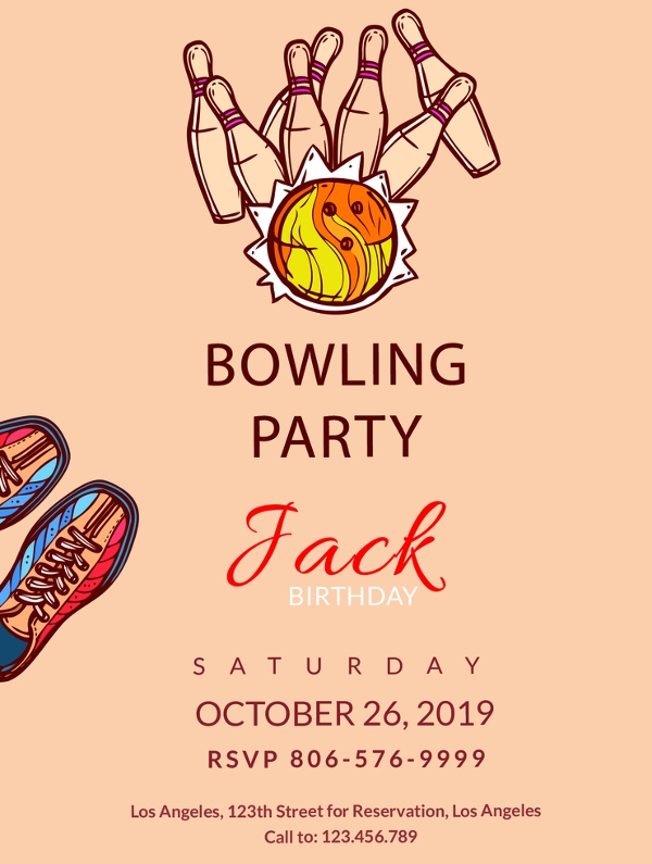 bowling party invitation template
