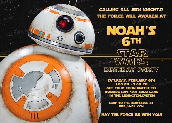 star wars birthday invitation template