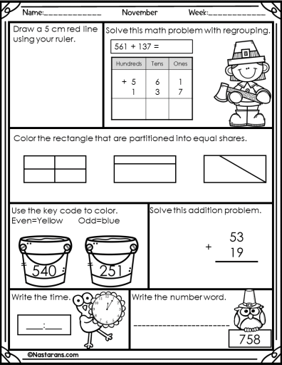 2nd Grade Math Review Worksheets FreeEducationalResources 