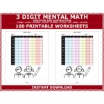 3 Digit Mental Math Worksheets For Homeschooling Mentally Adding