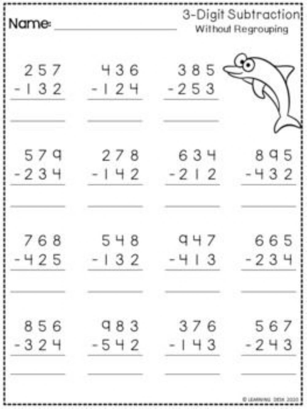 2 digit subtraction with regrouping worksheets